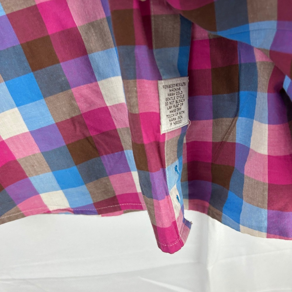 Peter Millar Men Large Plaid Button Up Shirt 100%… - image 5